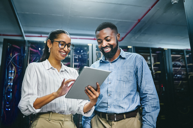 two people in data room