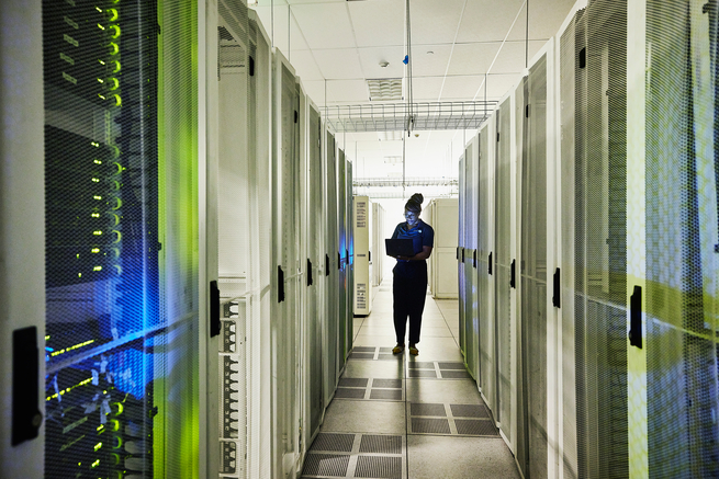 person in data room